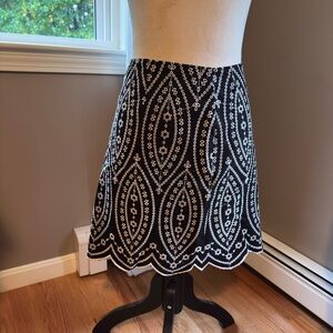LOFT Black and White A-Line Skirt